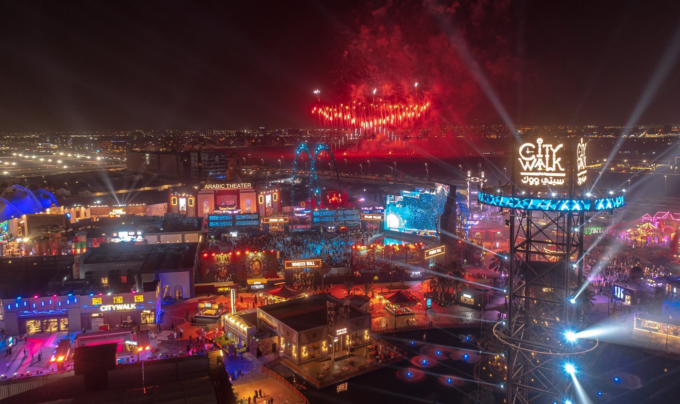 Aerial fireworks view