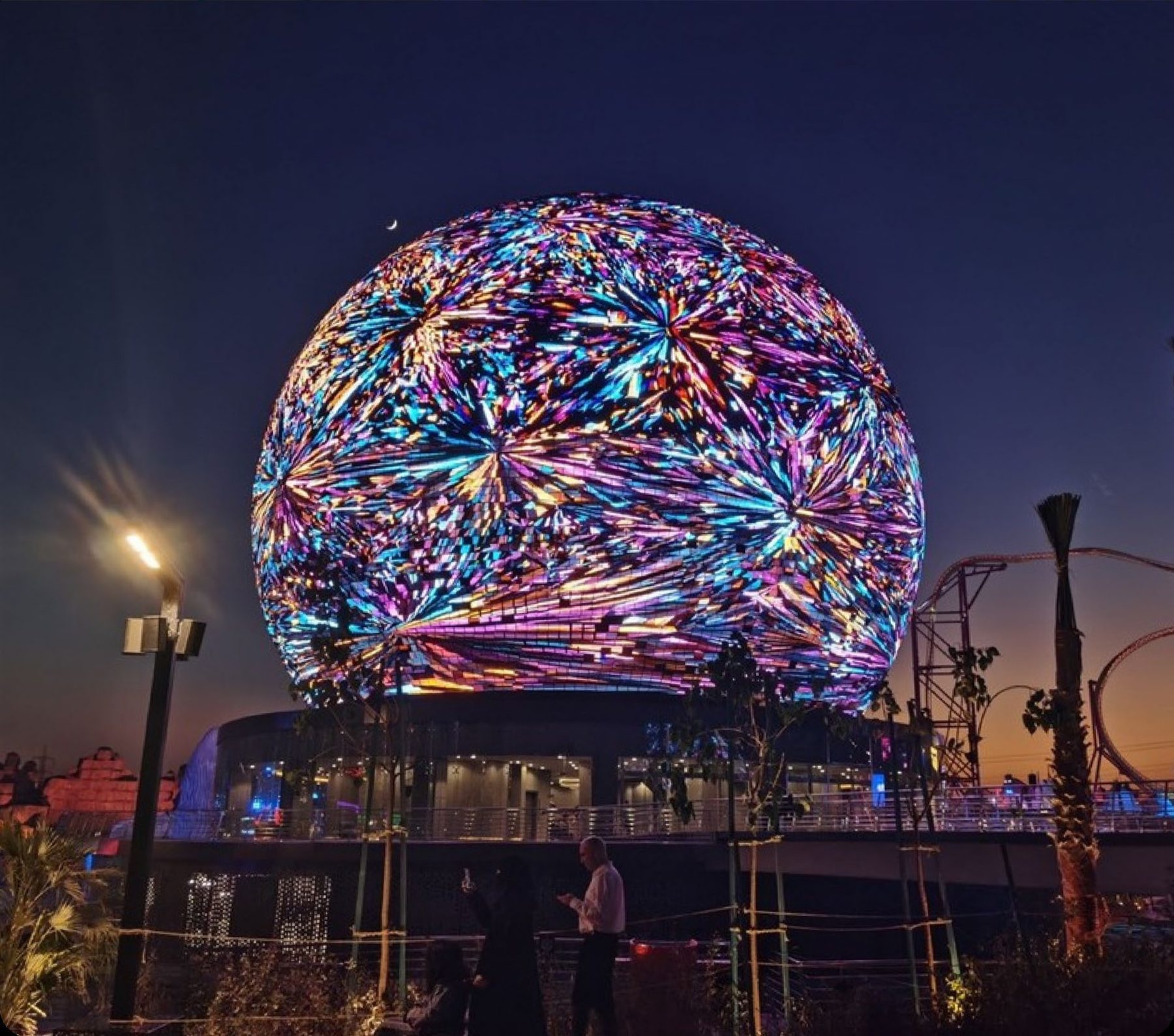 BLVD World LED sphere at night